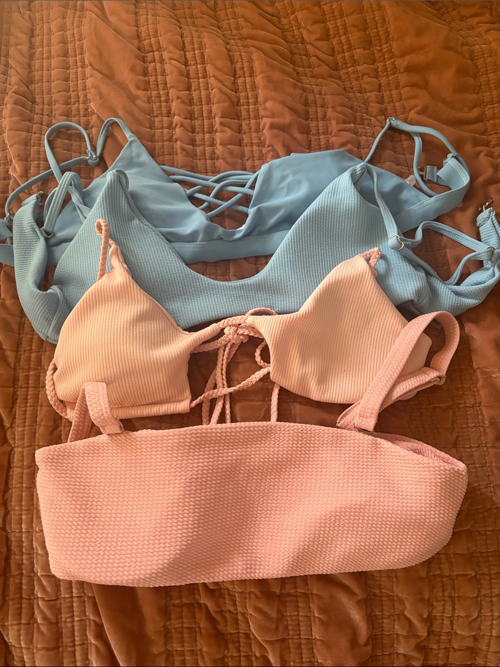 Zaful Women’s Bikini Tops Peach and Blue